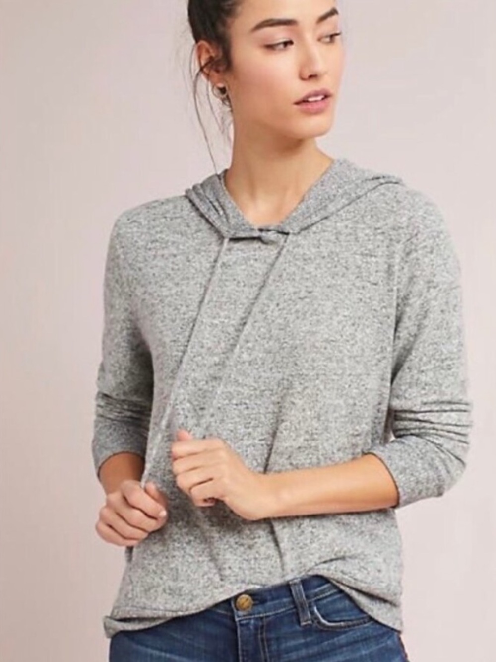Anthropology Saturday Sunday Gray Hooded Lightweight Sweater
